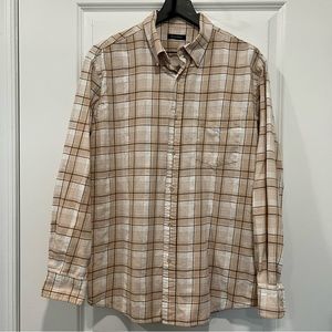 Club Room Men’s Plaid Flannel Button Down Shirt 100% Cotton Size L